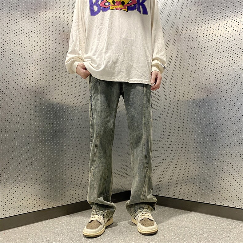 美式高街vibe风直筒长裤欧美痞帅男hiphop复古水洗牛仔裤,男装牛仔裤,星座301D-4(原星座1004-4）