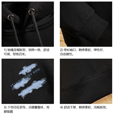 WY2143-P40加绒P45纯棉连帽卫衣男大码运动帽衫宽松薄外套，男装卫衣，电商A040A