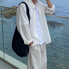 816B-CS007-P55春夏薄款高级感慵懒白衬衫，男装衬衫，星座816B