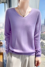 秋冬一线成衣100%纯羊毛衫女V领长袖针织毛衣宽松羊绒衫打底上衣，女装针织衫/毛衣，昭美羊绒