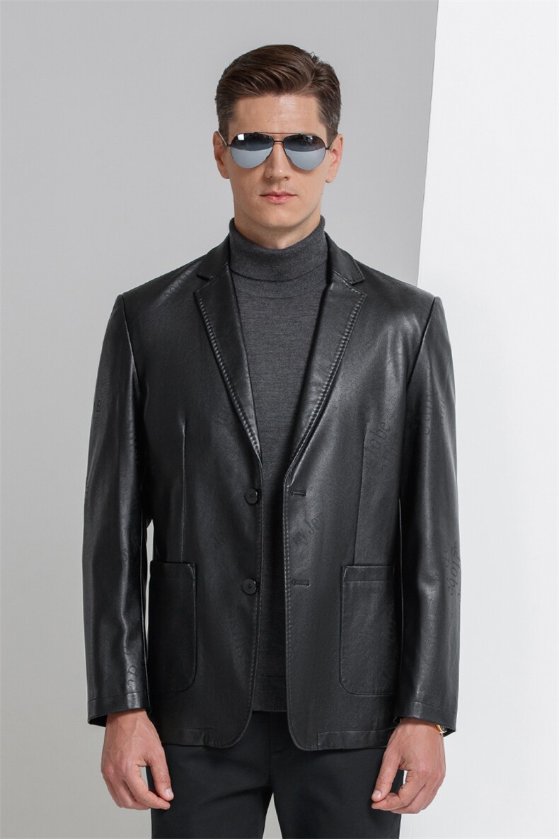 休闲秋冬个性西服领皮衣夹克潮流机车服中青年男士YN2105-P155,男装皮衣,电商B212（原钱塘6029）