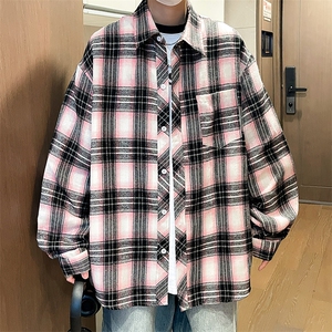 控价59港风格子衬衫宽松外套男女衬衣百搭格子外套CS2430 P35图片