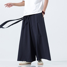 2025汉服唐装宽松阔腿裤风棉麻阔腿裤基地A057-K371-P55，男装民族服装，电商A057B