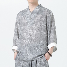 2025夏季新款男装新中式衬衣风肌理感禅服套头衬衫C97-P95，男装衬衫，电商B277(原6028)