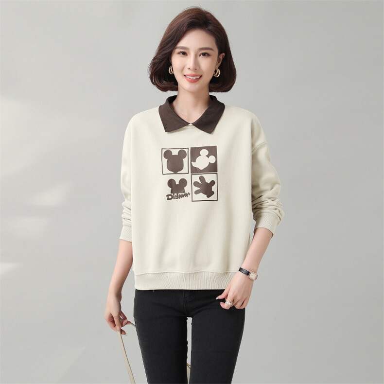 时尚可爱卡通图案加绒卫衣女宽松显瘦长袖上衣秋冬季新款外套，女装卫衣/绒衫，秋牧寒烟