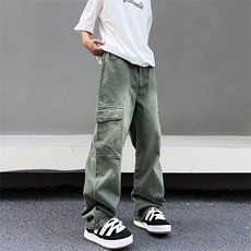 美式高街vibe风直筒长裤欧美痞帅男hiphop复古水洗拼接工装牛仔裤，男装牛仔裤，星座301D-4(原星座1004-4）