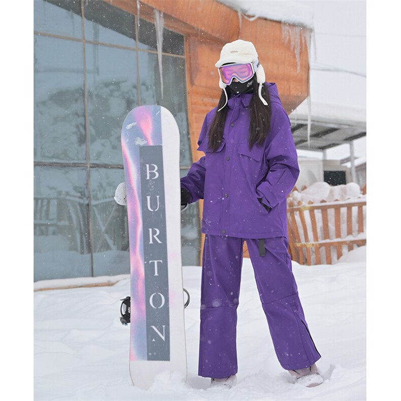 冬季潮防风防水连帽滑雪服男女单板户外套装HF58+K1002J加绒-P235图片