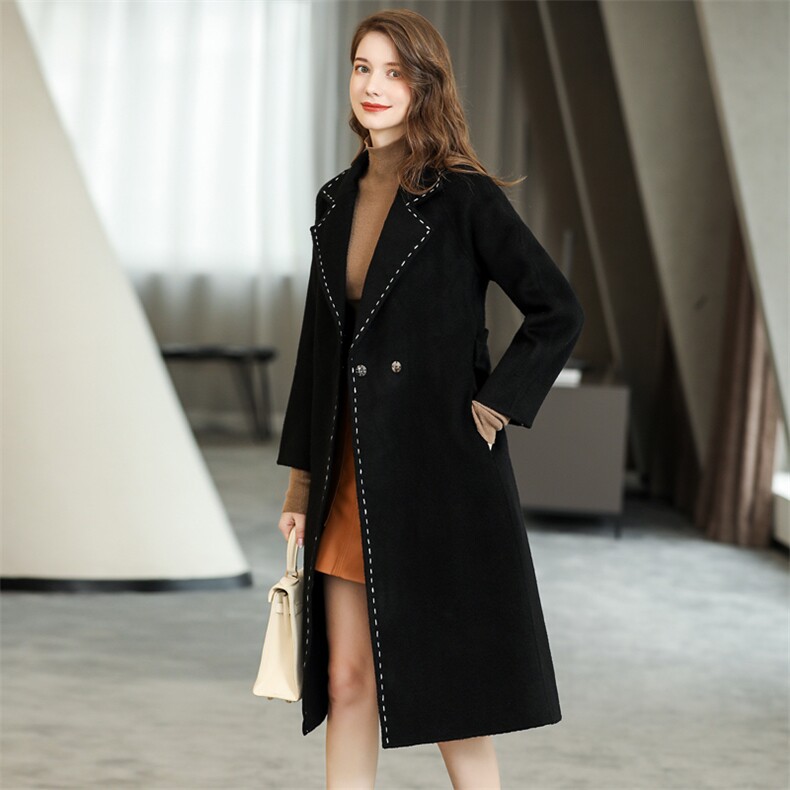 时尚气质中长款毛呢大衣女2025新款显瘦百搭优雅外套,女装毛呢外套,阿舍尔精品
