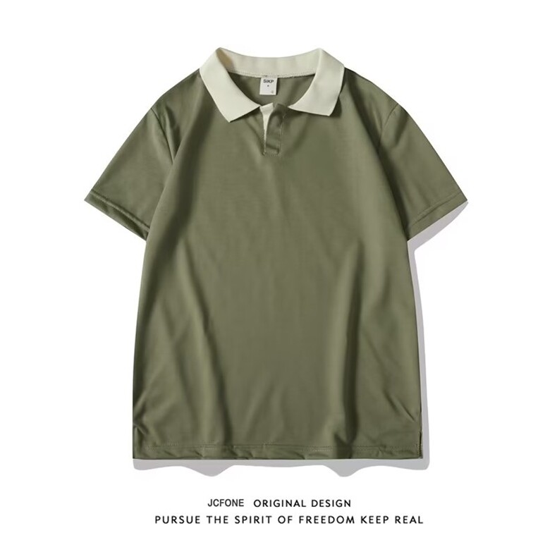 S76-P28 时尚新款纯色ins男2023POLO衫文艺夏季潮短袖图片