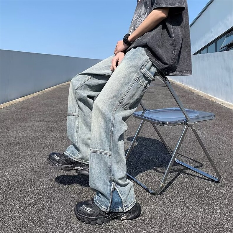 潮流ins百搭牛仔裤气质夏季潮男青春流行中腰长裤时尚日系,男装牛仔裤,星座716-4