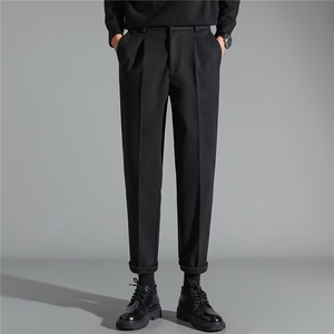 春秋季款男长裤直筒西裤宽松男士英伦免烫西装裤纯色休闲长裤 M1图片