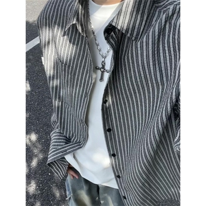 设计感日系条纹长袖衬衫男休闲衬衫复古上衣秋季C2266-特价P45图片