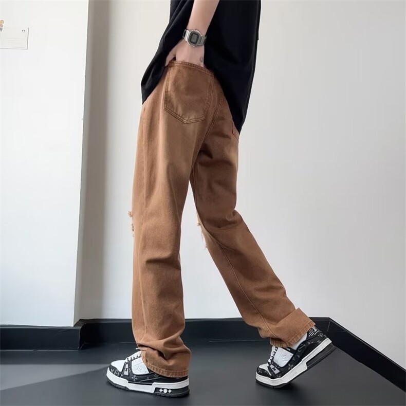 青春流行ins男原宿美式vibe裤子直筒水洗拉链牛仔裤潮R900P42,男装牛仔裤,星座1116-2