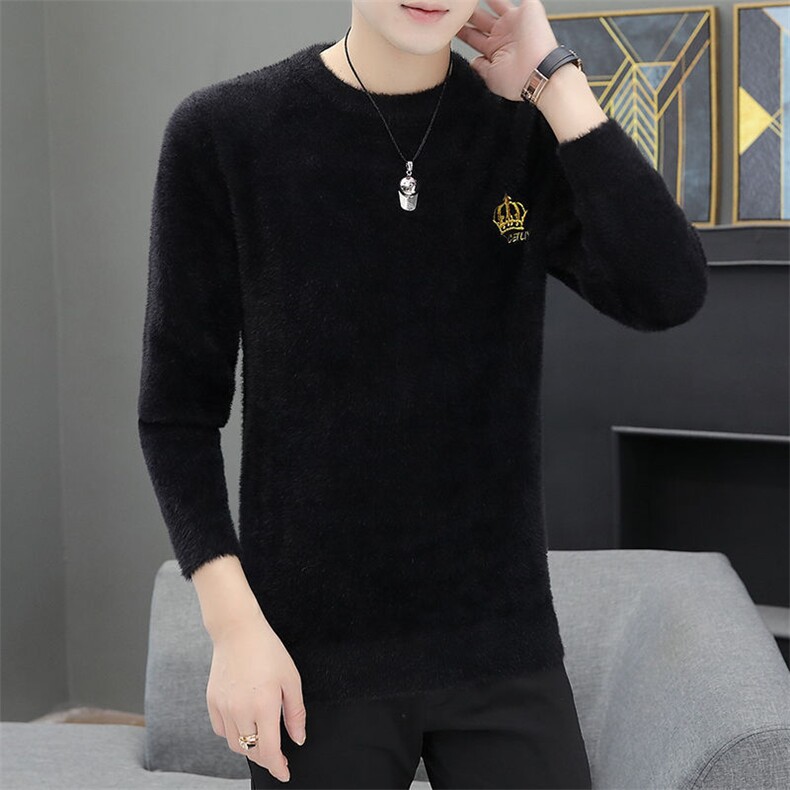 新款仿貂绒男士毛衣男韩版圆领针织衫冬加厚打底衫FD5545P43,男装针织衫/毛衣,星座306A