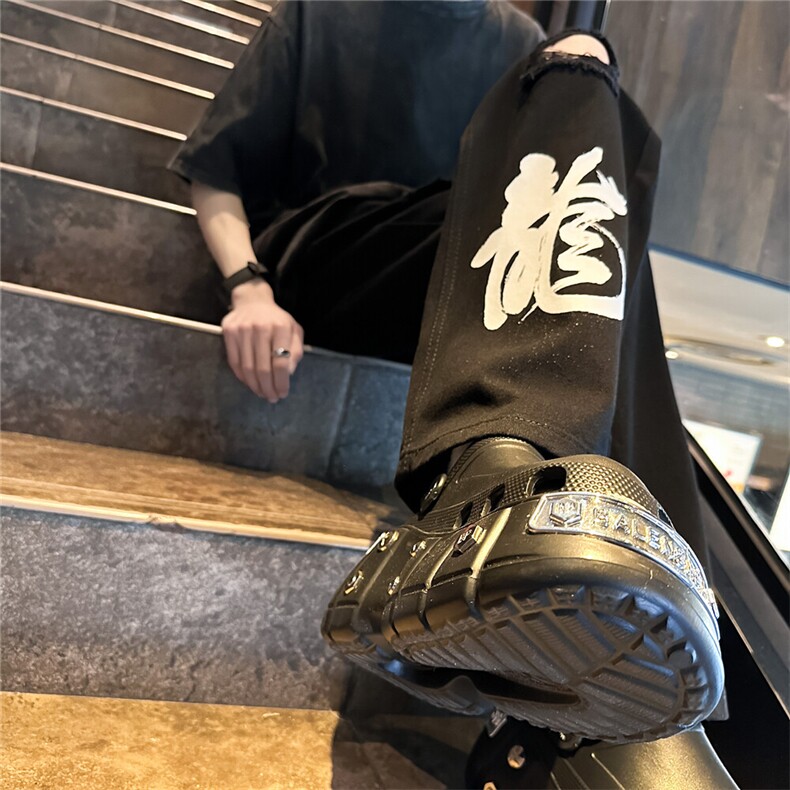 k1079-p55-控78M-5XL现货oversizecleanfit显瘦黄泥牛仔裤破洞,男装牛仔裤,星座116