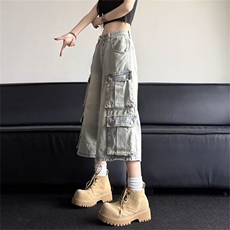 牛仔七分裤男女韩版潮流多口袋帅气2025夏季ins短裤子RK2609-P53，男装牛仔裤，星座412-3