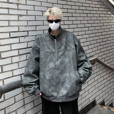 皮衣夹克男韩版潮流高街帅复古2024秋冬新款ins宽松外套W5748-P77，男装夹克，星座412-2