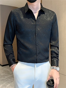 白 社会小伙店主风男士秋冬暗花长袖衬衫301A-1/CS510/P55图片