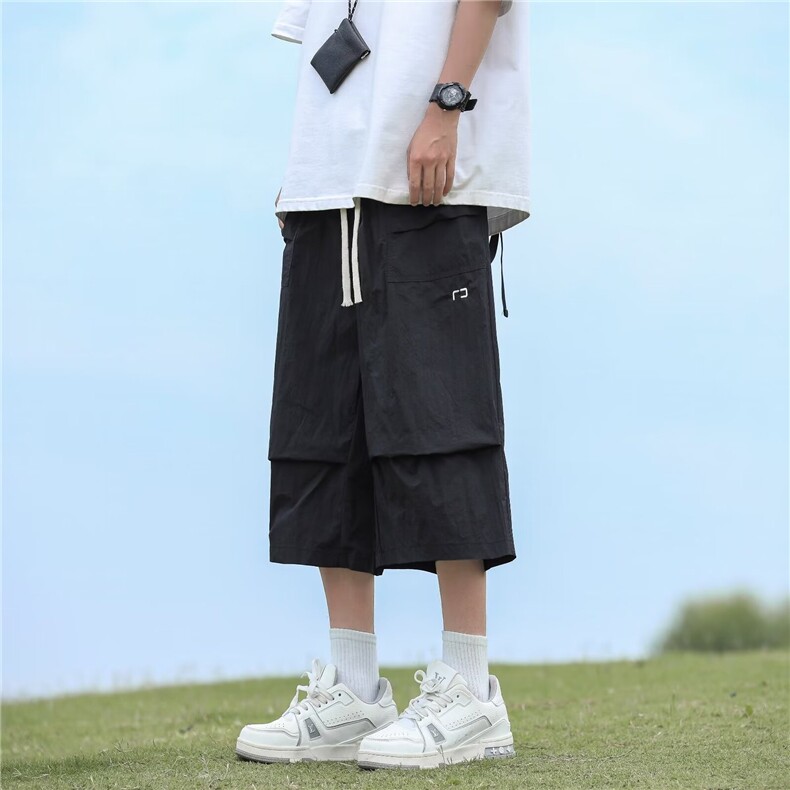 夏季薄款沙滩男短裤7分凉感透气速干休闲马裤男KP13,男装牛仔裤,星座1116A-1（原606A）