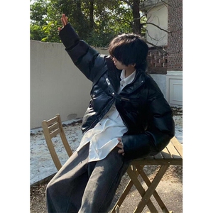 解构短款PU皮立领棉服外套男冬季加厚保暖羽绒面包服棉衣 M8080图片