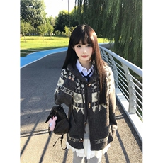 重磅秋冬北极绒开衫毛衣美式复古休闲慵懒风牛角扣针织衫连帽外套，男装针织衫/毛衣，电商A486