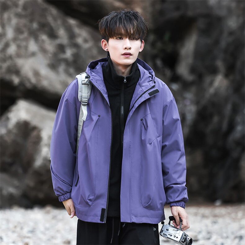冲锋衣户外秋季情侣男士夹克连帽刺绣外套防水潮A266-JK8011-P45,男装夹克,电商A266