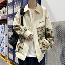 新款立领外套男春季宽松撞色拼接夹克休闲学生运动上衣W2491-P48，男装夹克，星座512-2