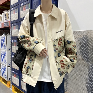 新款立领外套男春季宽松撞色拼接夹克休闲学生运动上衣 W2491-P48图片