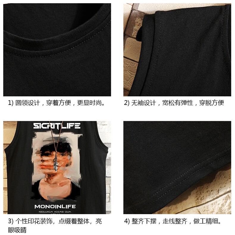 BX25213-P20港风运动汗背心男大码汗衫男无袖T恤男砖墙,男装T恤,电商A040A