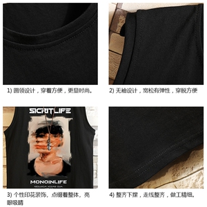 BX25213-P20 港风运动汗背心男大码汗衫男无袖T恤男 砖墙图片