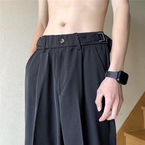 新款慵懒潮流锥型西裤九分裤休闲纯色夏季男 KK112-P40图片