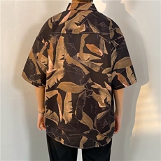 涂鸦花衬衫男女夏季潮流港风复古bf宽松夏威夷衬衫S1101P26，男装衬衫，星座1116-2