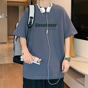 ！2024夏季新款男士华夫格短袖T恤字母印花半袖TXH215P25