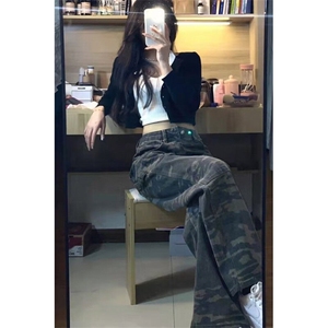 D178-P48美式高街潮牌迷彩休闲工装裤男宽松直筒牛仔裤-网图现货图片