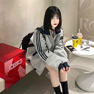 抖音得物高品质26春装美式高街重磅结构拼接织带立领卫衣外套CM42图片