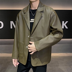 社会小伙秋冬纯色皮衣单西2025秋季长袖夹克店主风JK8002-P115，男装夹克，电商A236
