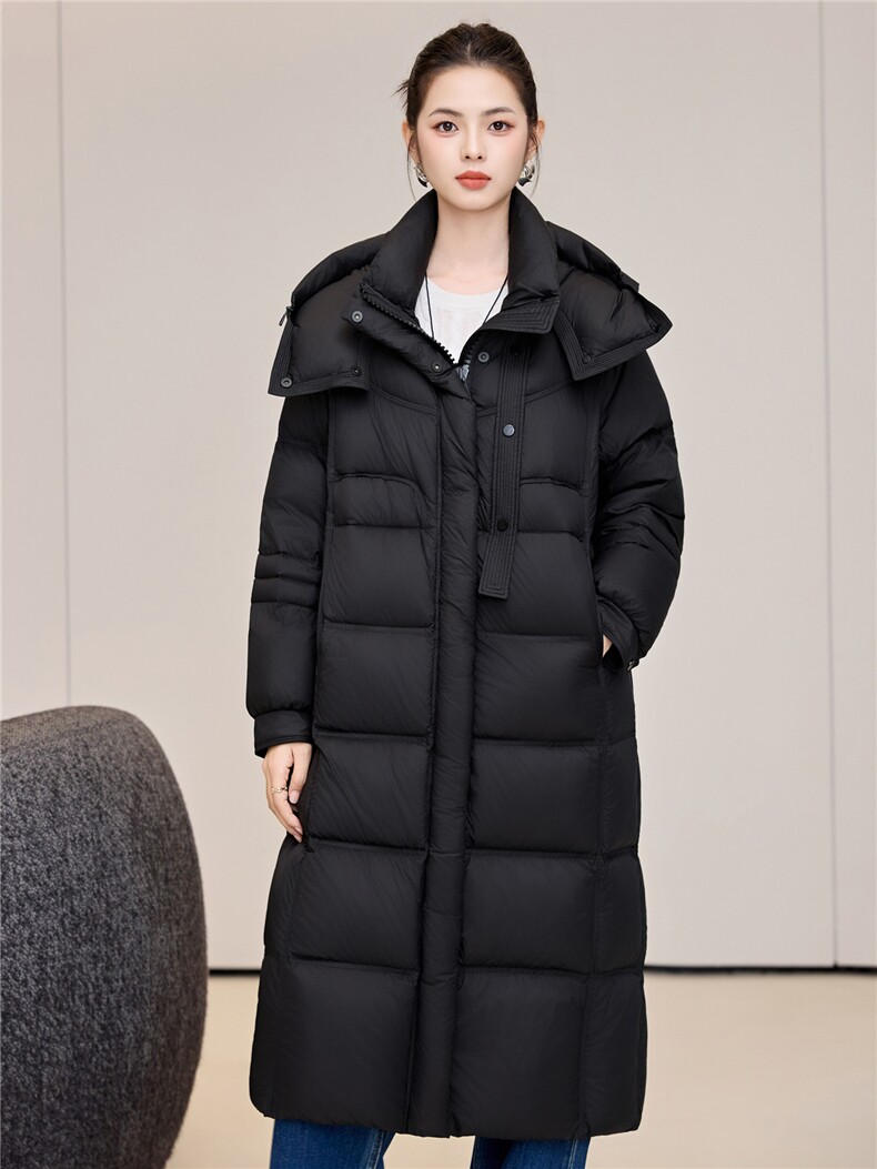 长款棉服女2025新款宽松立领连帽防风冬季棉袄加厚过膝羽绒服,女装羽绒服,阿舍尔精品