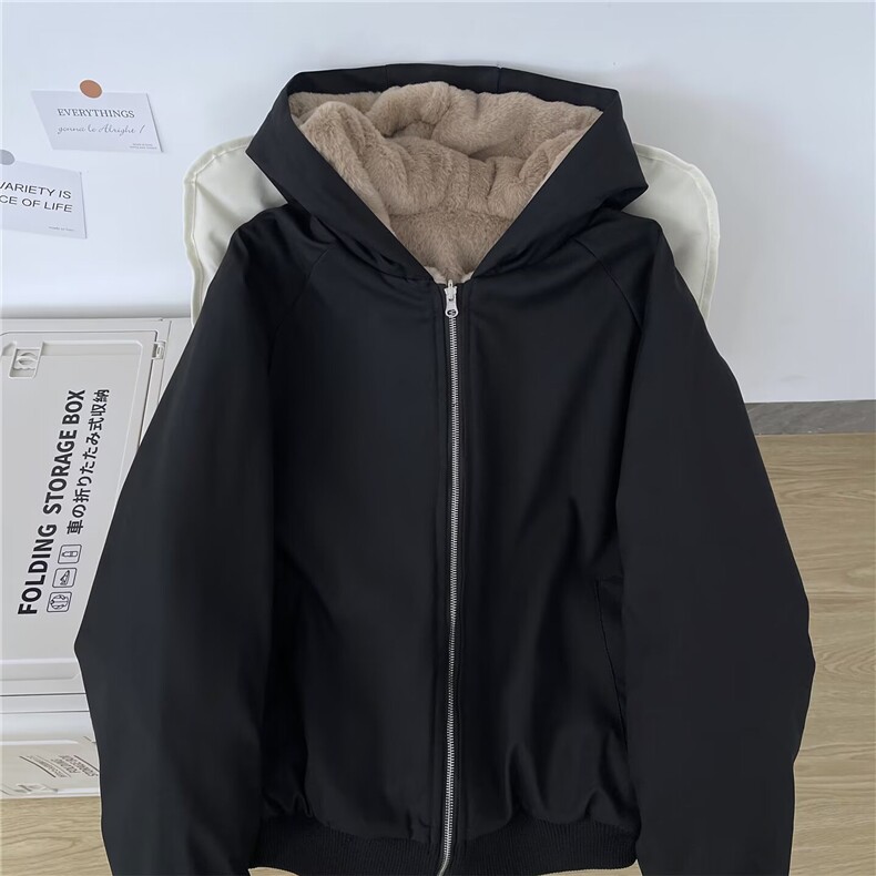 粉墨两穿皮草外套棉衣女冬季慵懒风棉袄休闲冬衣连帽棉服上衣袄子,男装棉衣,星座506A