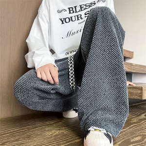 K2588特批35控59小香风斑马纹阔腿裤子男秋季新款拖地裤美式垂感图片