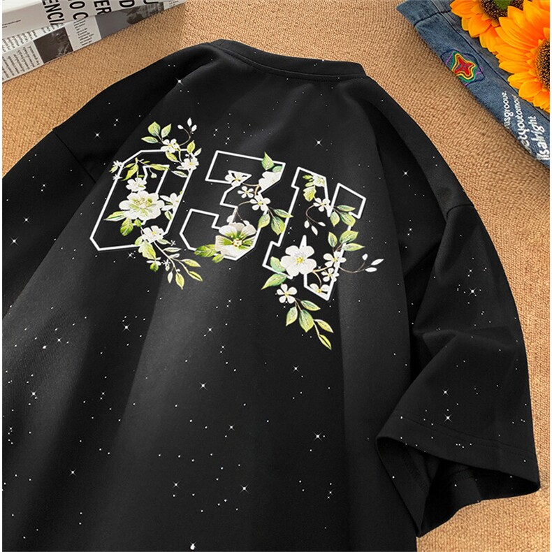 可48小时发货支持抖音得物来样二开美式满天星亮片短袖T恤MTX634,男装T恤,电商A486