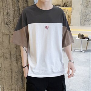 2021夏季男士潮流拼色短袖T恤青少年宽松上衣潮男 DS349TP25图片