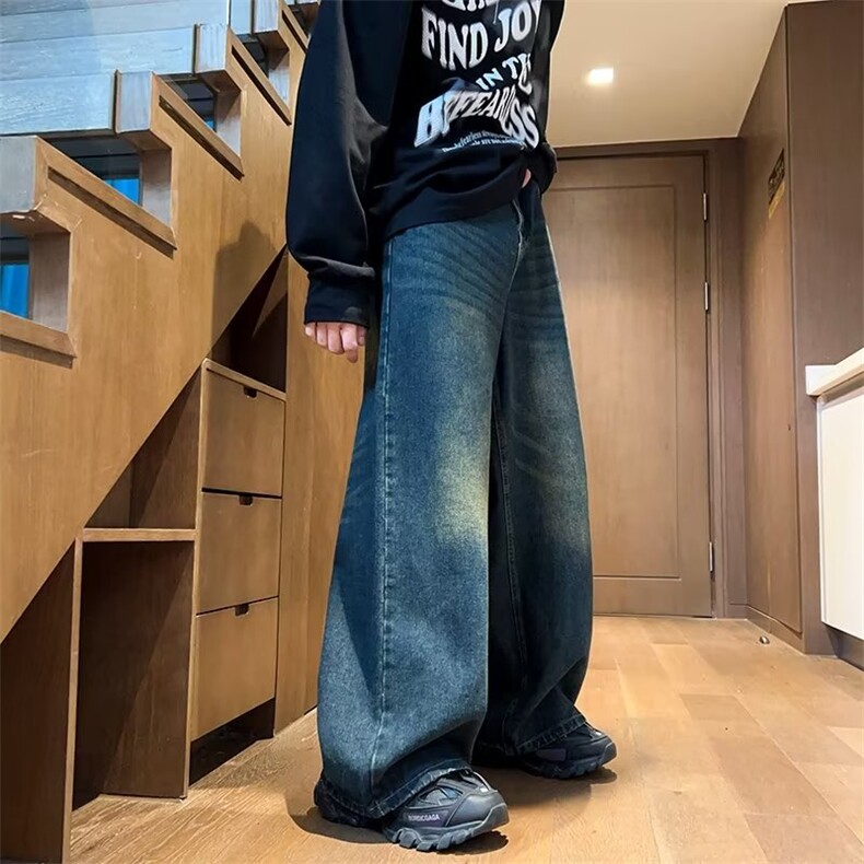 2024新款直筒牛仔裤男士秋款美式宽松阔腿大码复古休闲K5519-P45,男装牛仔裤,星座1109-3