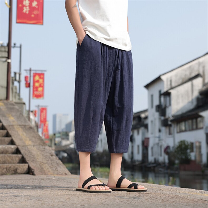 风夏季休闲裤宽松透气男裤哈伦裤灯笼沙滩七分裤DK2507-P50图片
