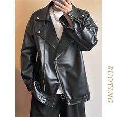 2025新款韩版情侣装机车皮衣外套宽松皮夹克上衣Y1012-P69网络图，男装夹克，电商B245
