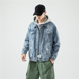 JK820-p80 M-5X无影墙ins牛仔夹克绣花破洞大码男日系CITYBOY图片