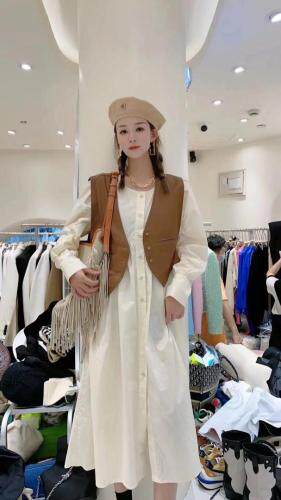 【现货】秋季新款皮马甲两件套连衣裙，女装马夹，1+9