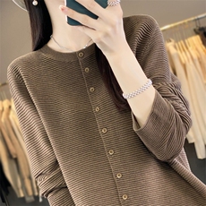 秋季新款时尚百搭显瘦长袖针织开衫女，女装针织衫/毛衣，东远绒业