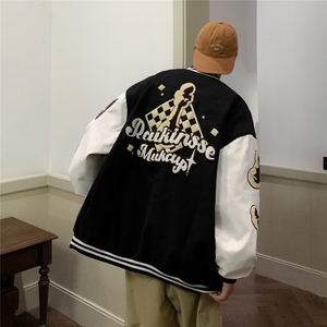 美式复古刺绣棒球服男女宽松bf慵懒风情侣oversize外套JK6221-p65图片