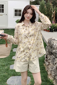 2025夏装新款简约大方休闲碎花衬衫图片