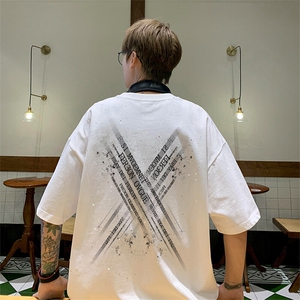 可48小时发货支持抖音得物来样二开 美式满天星亮片短袖T恤MTX662图片